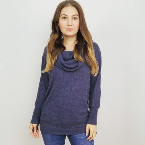 Evereve + Michael Star Sweater Funnel Neck Gray Medium Cowl Neck - Picture 1 of 8